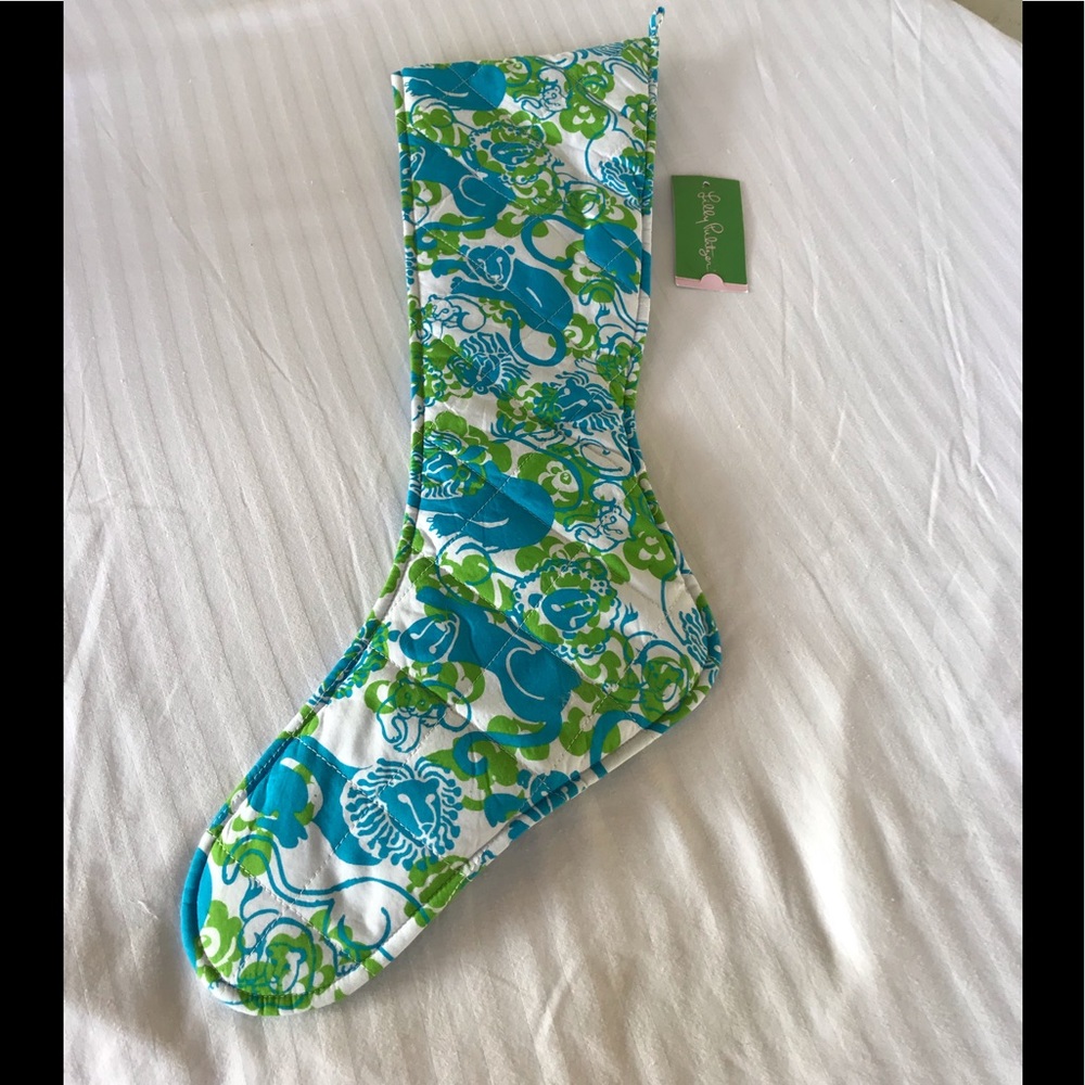 NEW Lilly Pulitzer Christmas Stocking Lions Cotton